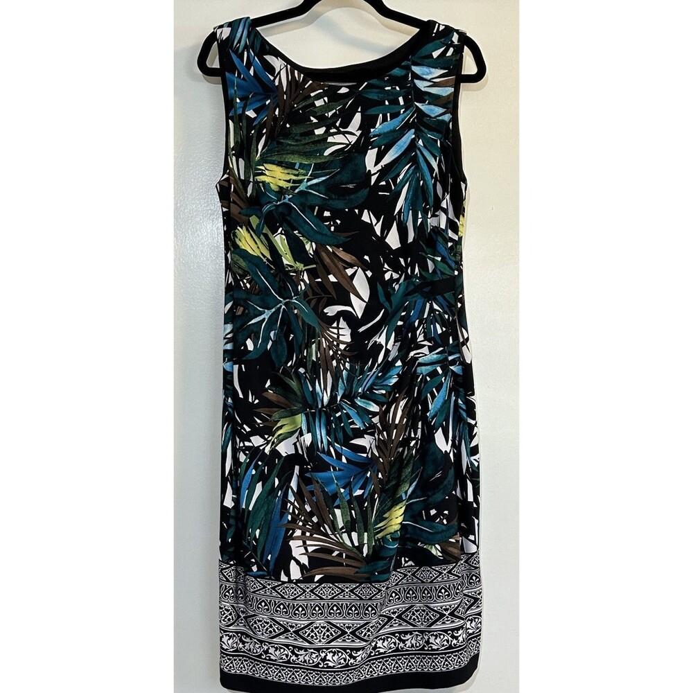 Christopher & Banks Tropical Leaf Print Sleeveless Dress Size 12 Knee Length
